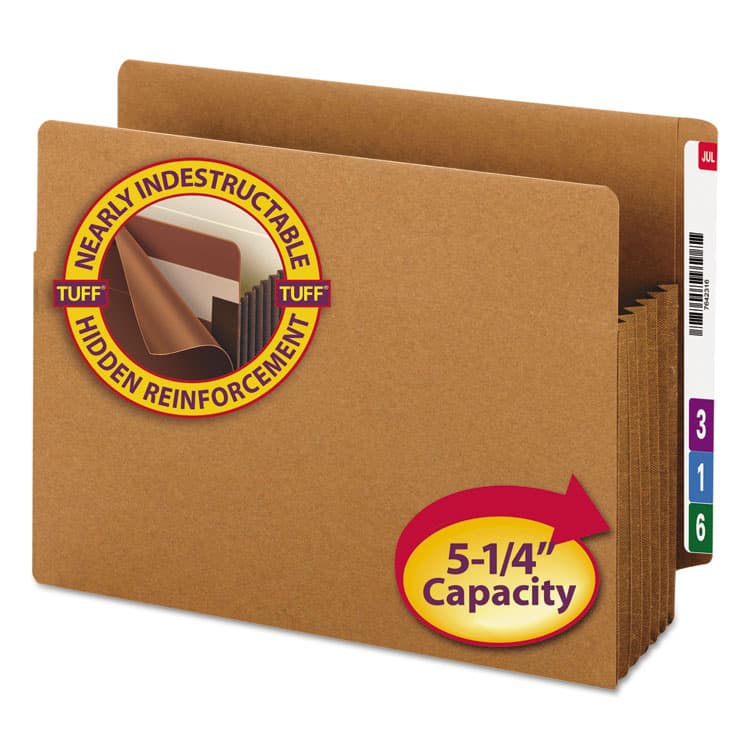 SMEAD MANUFACTURING CO. Heavy-Duty Redrope End Tab TUFF Pockets, 5.25" Expansion, Letter Size, Redrope, 10/Box (SMD73790) thumbnail 4