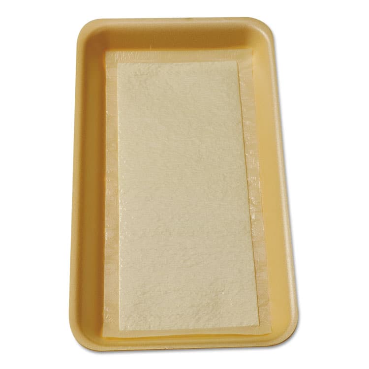INTERNATIONAL TRAY PADS AND PACKAGING Meat Tray Pads, 6 x 4.5, White/Yellow, Paper, 1,000/Carton (ITRTA1341108)