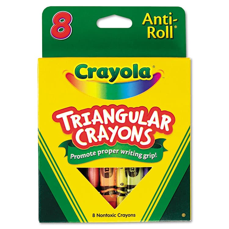 BINNEY & SMITH / CRAYOLA Triangular Crayons, Regular Size, 0.5" x 4", 8 Assorted Colors, 8/Pack (CYO524008)