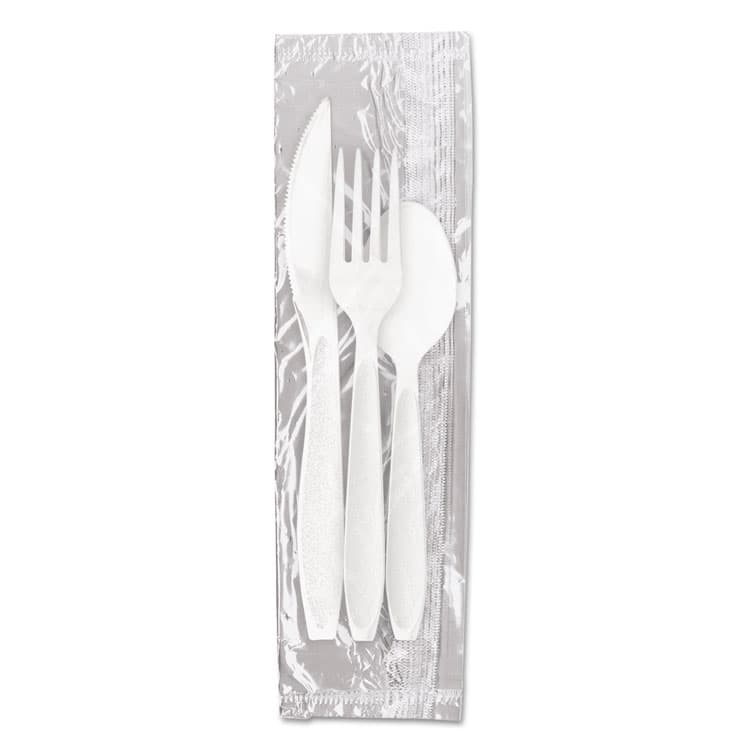DART Reliance Mediumweight Cutlery Kit, Fork/Knife/Spoon, Plastic, White, 500/Carton (SCCRSW7Z) thumbnail 4