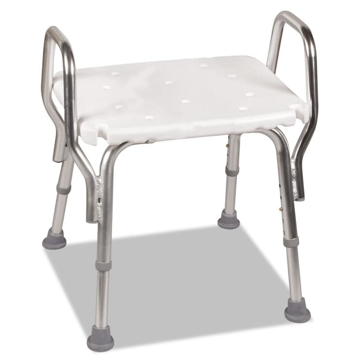 BRIGGS HEALTHCARE Shower Chair, Backless, Supports Up to 350 lb, 16" to 20" Seat Height, White/Aluminum (BGH52217351900)