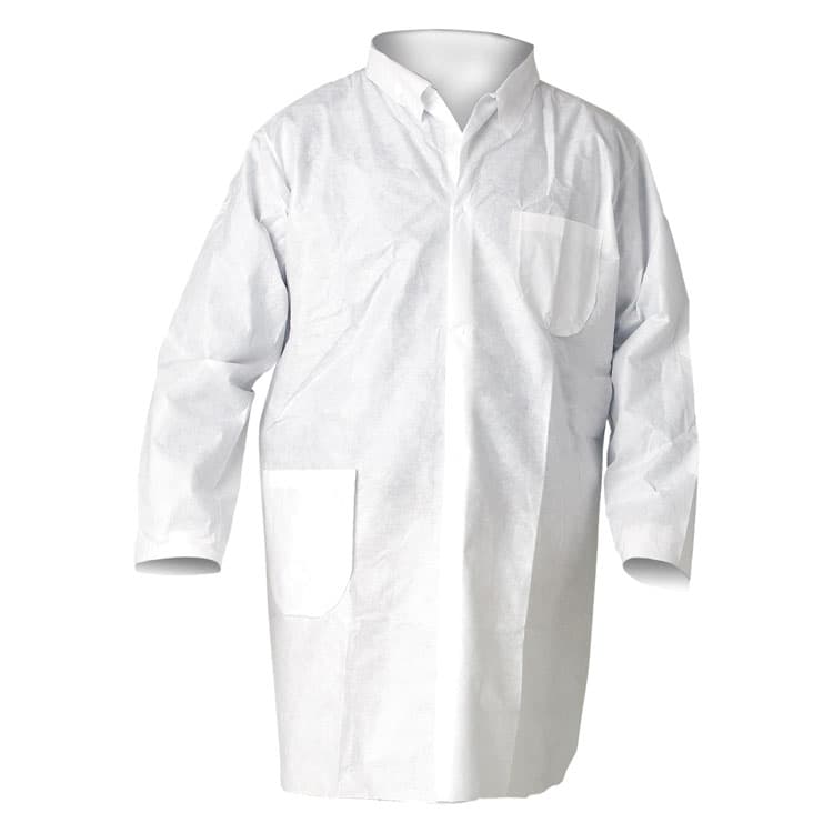 KIMBERLY-CLARK PROFESSIONAL A20 Breathable Particle Protection Lab Coats, Snap Closure/Open Wrists/Pockets, X-Large, White, 25/Carton (ANS10039)
