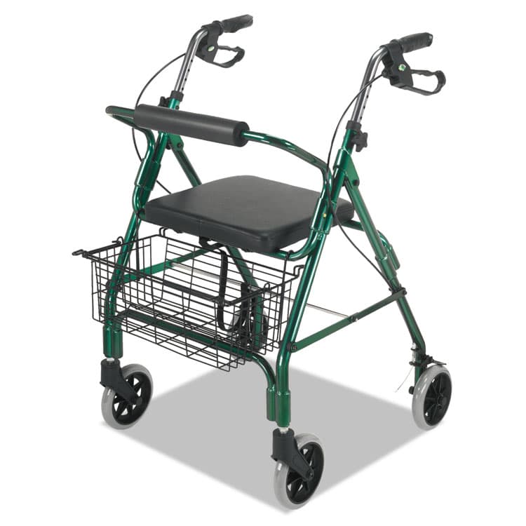 BRIGGS HEALTHCARE Ultra Lightweight Rollator, Adjusts 33.75" to 38", 300 lb Capacity, Green (BGH50110121200)