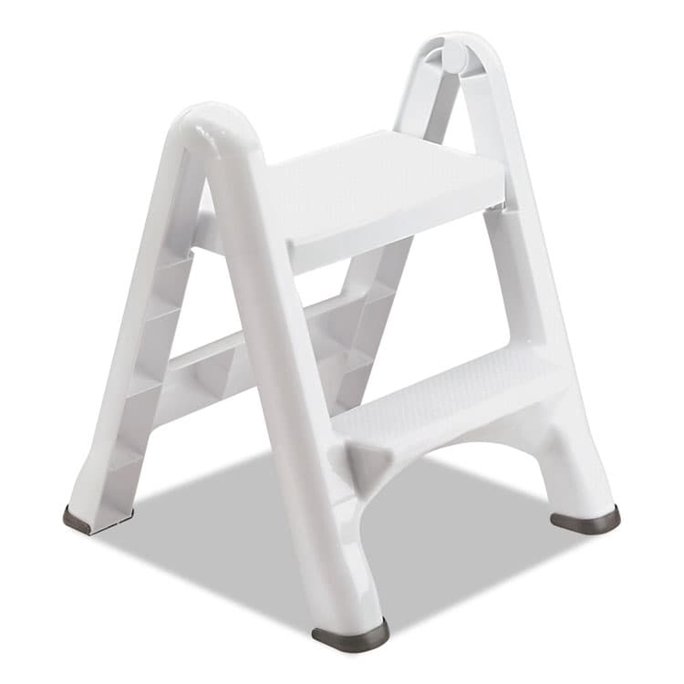 RUBBERMAID EZ Step 2-Step Folding Stool, 300 lb Capacity, 19.5 x 20.6 x 22.7, White, 3/Carton (RCP4209CT)