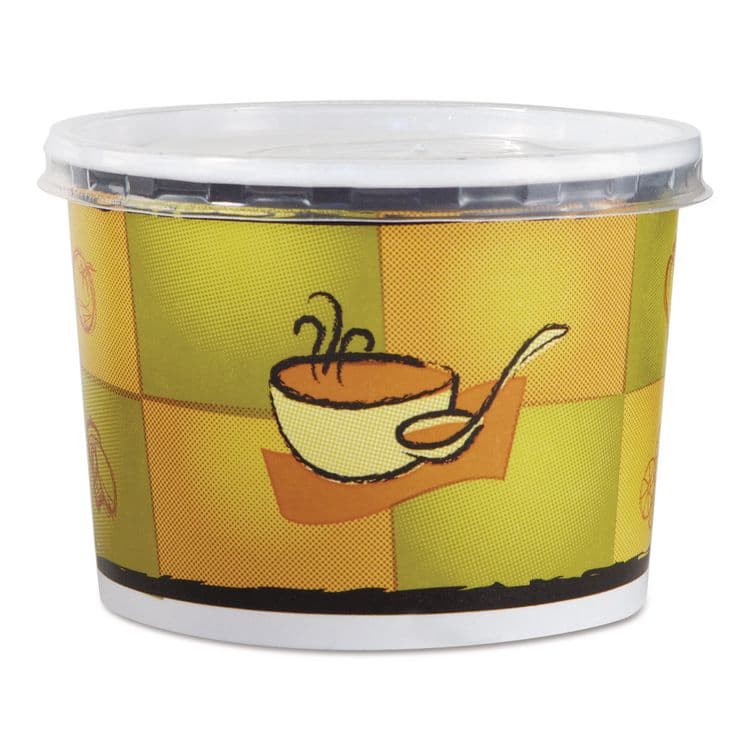 HUHTAMAKI Streetside Squat Paper Food Container with Lid, Streetside Design, 12 oz, 250/Carton (HUH70412)