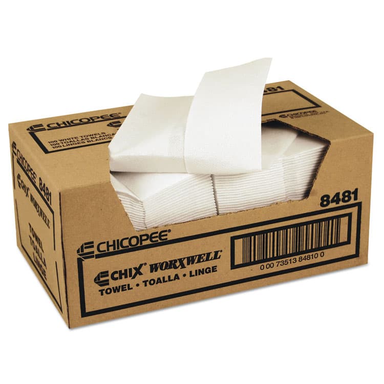 CHICOPEE, Durawipe Shop Towels, 13 x 15, Z Fold, White, 100/Carton (CHI8481)