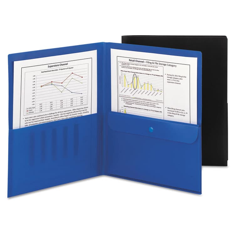 SMEAD MANUFACTURING CO. Poly Two-Pocket Folders with Security Pocket, Accommodates (100) 11 x 8.5 Sheets, Blue, 5/Pack (SMD87701) thumbnail 4
