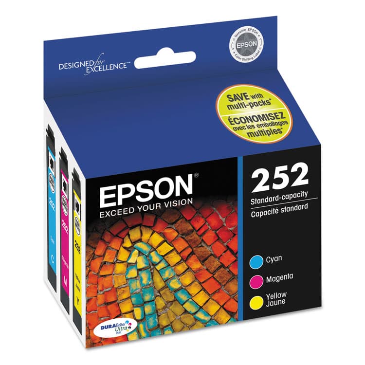 EPSON AMERICA, . T252520-S (252) DURABrite Ultra Ink, Cyan/Magenta/Yellow, 3/Pack (EPST252520S)