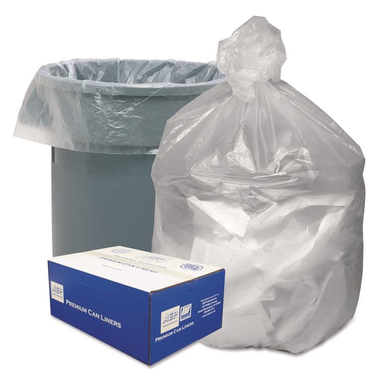 WEBSTER INDUSTRIES Waste Can Liners, 45 gal, 10 mic, 40" x 46", Natural, 25 Bags/Roll, 10 Rolls/Carton (WBIGNT4048)