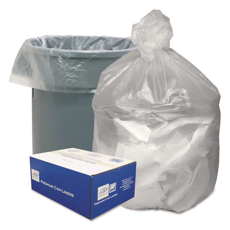 WEBSTER INDUSTRIES Waste Can Liners, 33 gal, 9 mic, 33" x 39", Natural, 25 Bags/Roll, 20 Rolls/Carton (WBIGNT3340)