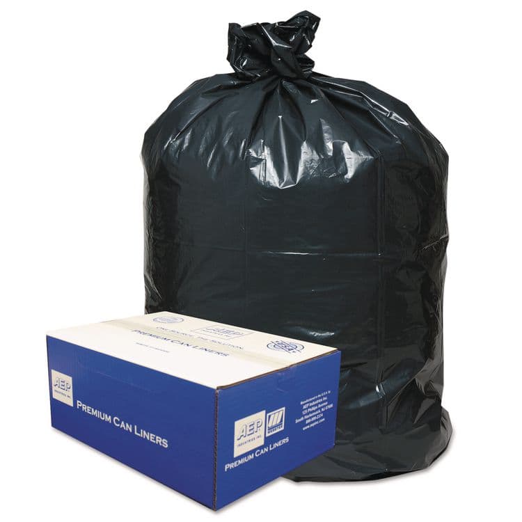 WEBSTER INDUSTRIES Linear Low-Density Can Liners, 45 gal, 0.63 mil, 40" x 46", Black, 25 Bags/Roll, 10 Rolls/Carton (WBI404616B)