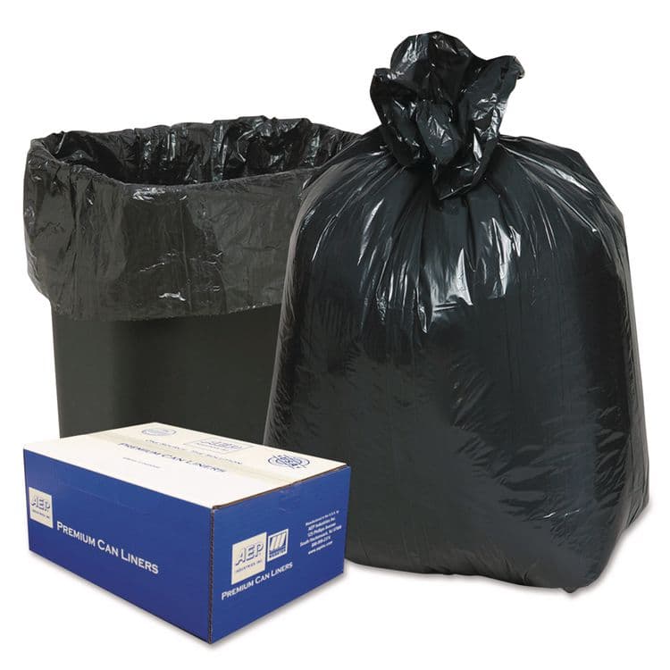 WEBSTER INDUSTRIES Linear Low-Density Can Liners, 10 gal, 0.6 mil, 24" x 23", Black, 25 Bags/Roll, 20 Rolls/Carton (WBI242315B)