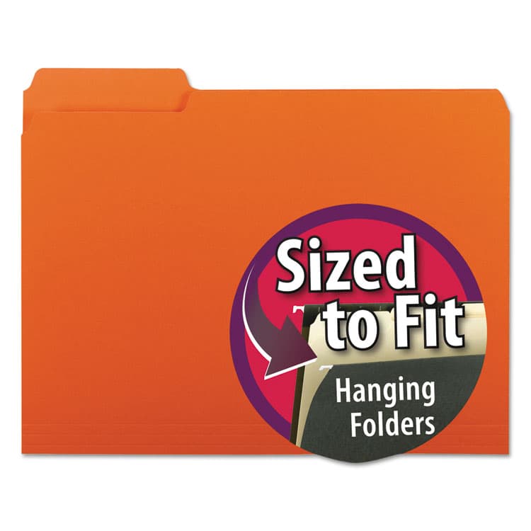 SMEAD MANUFACTURING CO. Interior File Folders, 1/3-Cut Tabs: Assorted, Letter Size, 0.75" Expansion, Orange, 100/Box (SMD10259) thumbnail 4