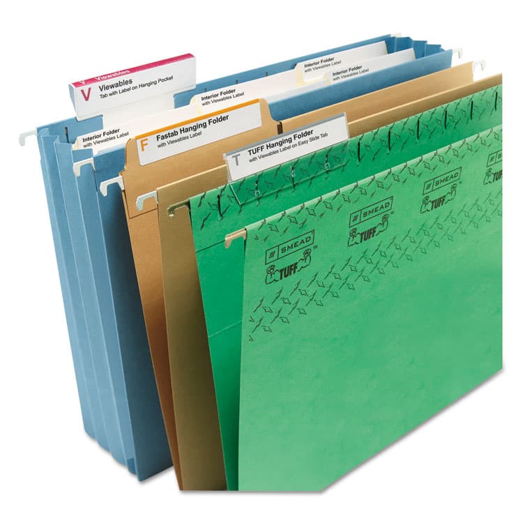 SMEAD MANUFACTURING CO. Viewables Hanging Folder Tabs and Labels, Label Pack Refill, 1/3-Cut, Assorted Colors, 3.5" Wide, 160/Pack (SMD64915) thumbnail 4