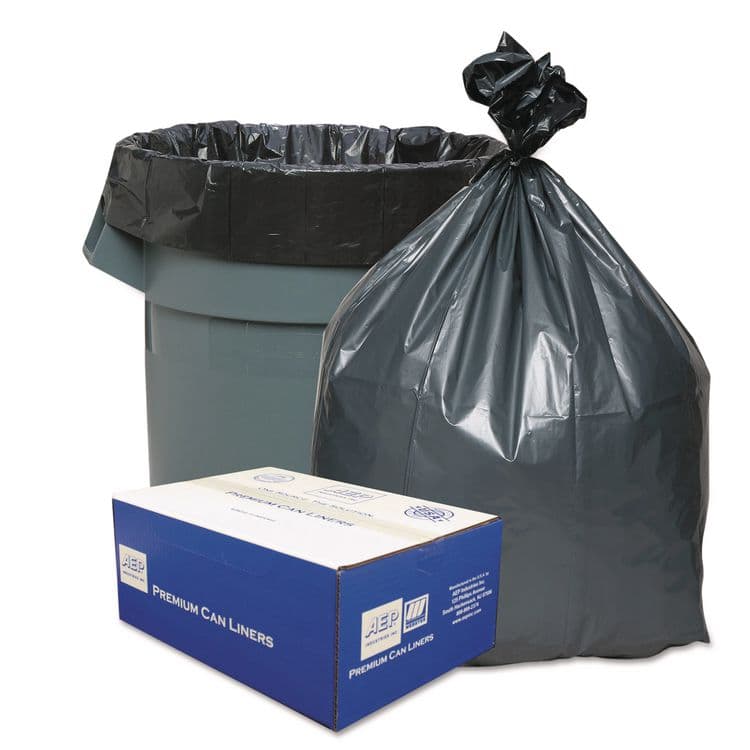 WEBSTER INDUSTRIES Can Liners, 33 gal, 1.35 mil, 33" x 40", Gray, 10 Bags/Roll, 10 Rolls/Carton (WBIPLA4070)