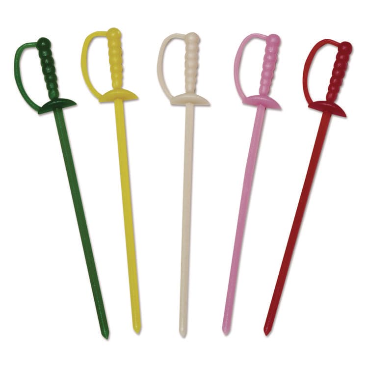 AMERCAREROYAL Sword Picks, Plastic, 3.25", Assorted Colors, 10,000/Carton (RPPRP147)