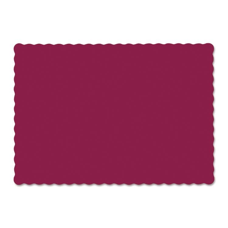 HOFFMASTER Placemats, Smooth Surface, Scalloped Edges, 13.5" x 9.5", Burgundy, 1,000/Carton (HFM310524)