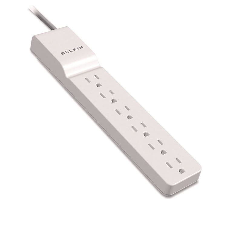 BELKIN COMPONENTS Home/Office Surge Protector, 6 AC Outlets, 4 ft Cord, 720 J, White (BLKBE10600004)