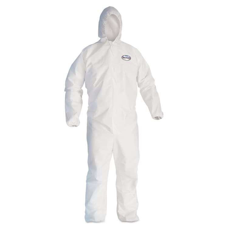 KIMBERLY-CLARK PROFESSIONAL A30 Elastic Back and Cuff Hooded Coveralls, Large, White, 25/Carton (ANS46113)
