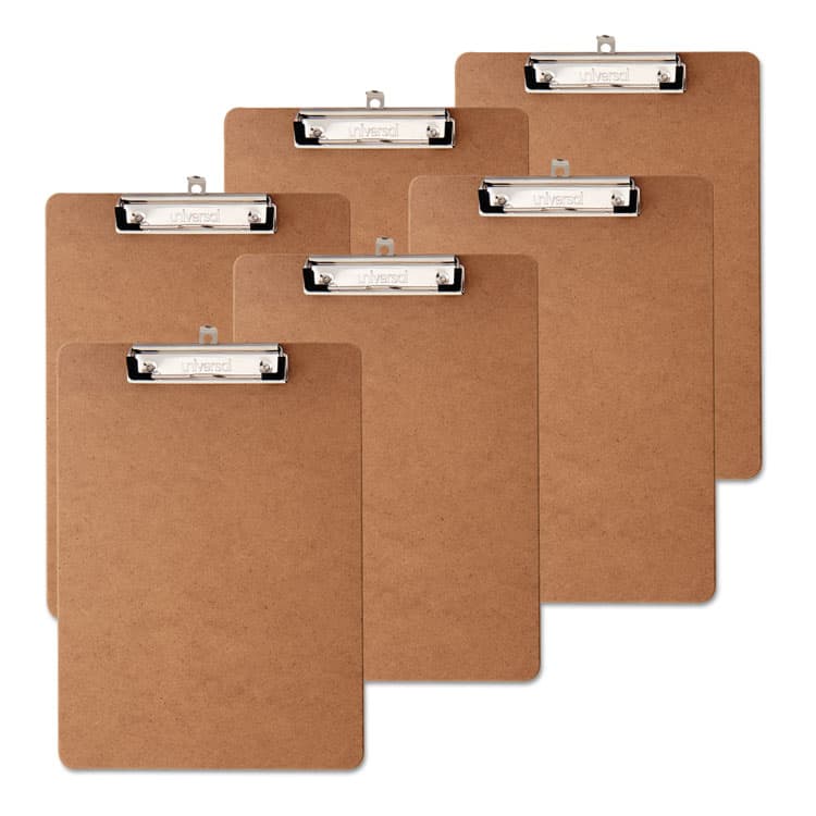 UNIVERSAL OFFICE PRODUCTS Hardboard Clipboard with Low-Profile Clip, 0.5" Clip Capacity, Holds 8.5 x 11 Sheets, Brown, 6/Pack (UNV05562) thumbnail 4