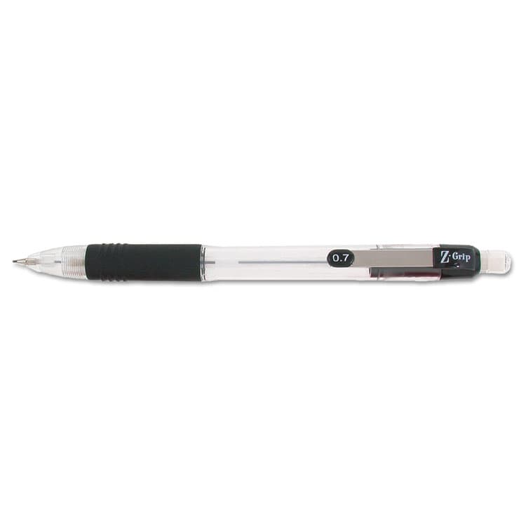 ZEBRA PEN CORP. Z-Grip Mechanical Pencil, 0.7 mm, HB (#2), Black Lead, Clear/Black Barrel, 24/Pack (ZEB15241)