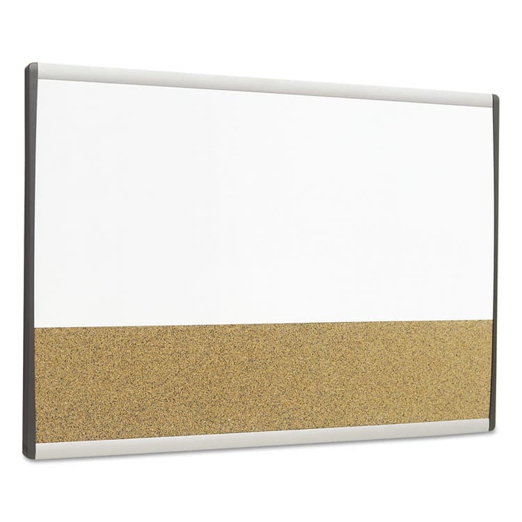 QUARTET MFG. ARC Frame Cubicle Board, Combo Dry Erase/Cork Bulletin, 30" x 18", Tan/White Surface, Satin Aluminum Frame (QRTARCCB3018) thumbnail 2