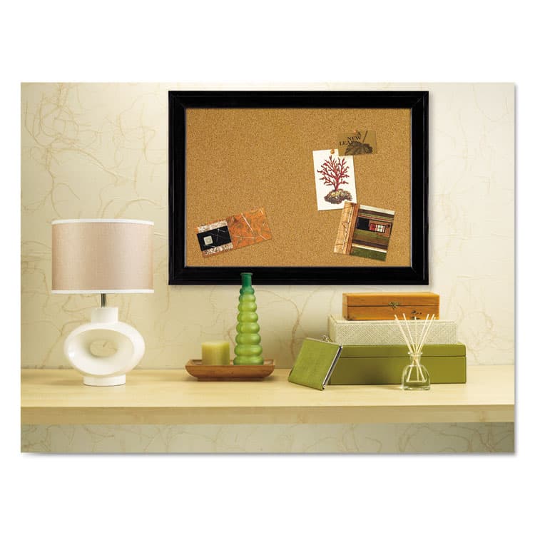 QUARTET MFG. Cork Bulletin Board with Black Frame, 17" x 11", Tan Surface, Black Fiberboard (MDF) Frame (QRT79279) thumbnail 2
