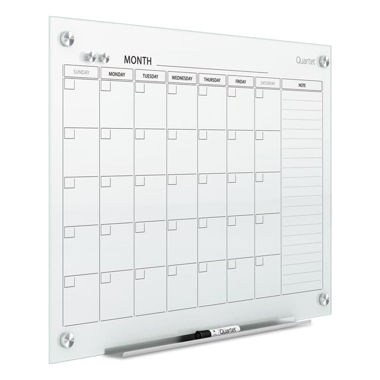 QUARTET MFG. Infinity Magnetic Glass Calendar Board, Monthly Planning/Scheduling, 48" x 36", White Surface (QRTGC4836F) thumbnail 4