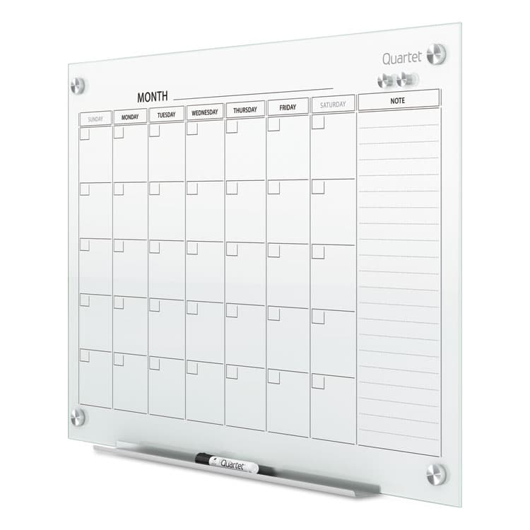 QUARTET MFG. Infinity Magnetic Glass Calendar Board, Monthly Planning/Scheduling, 36" x 24", White Surface (QRTGC3624F) thumbnail 4