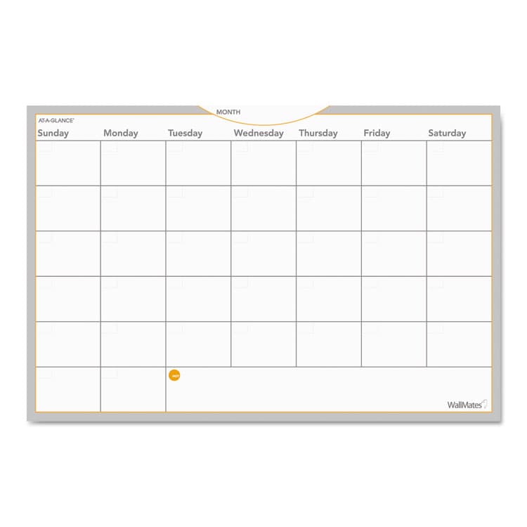 AT-A-GLANCE WallMates Self-Adhesive Dry Erase Monthly Planning Surfaces, 36 x 24, White/Gray/Orange Sheets, Undated (AAGAW602028)