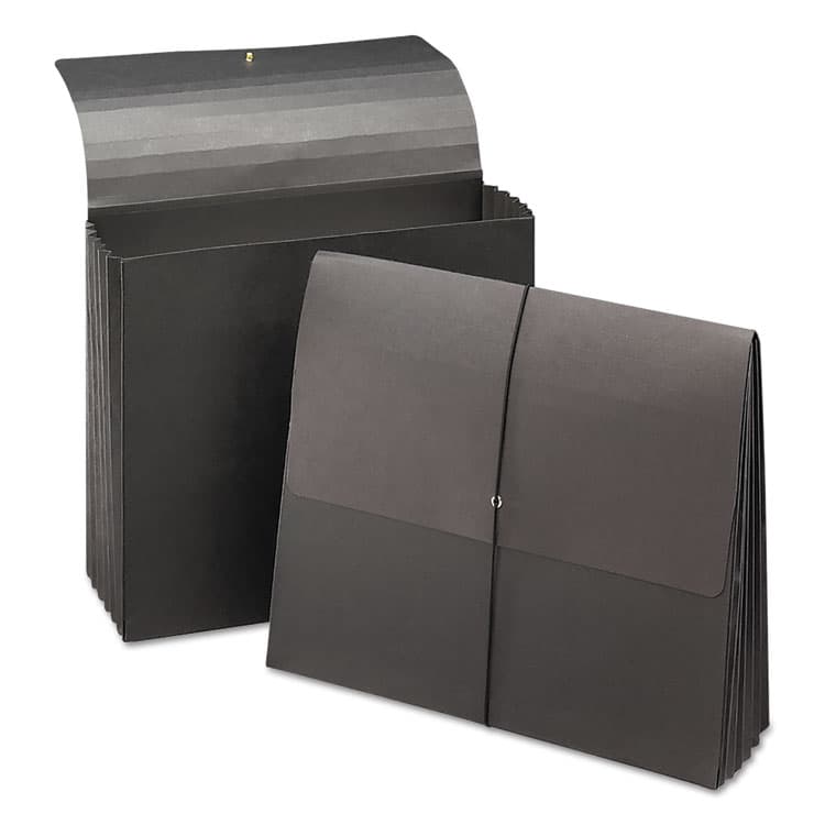 SMEAD MANUFACTURING CO. Extra-Wide Expanding Wallets with Elastic Cord, 5.25" Expansion, 1 Section, Elastic Cord Closure, Letter Size, Black, 10/Box (SMD71119) thumbnail 2