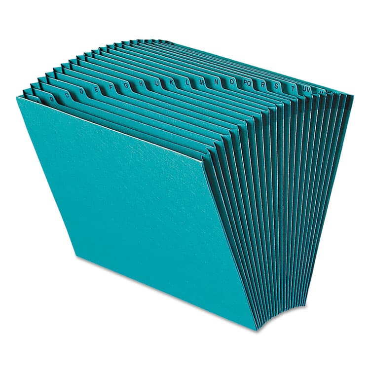 SMEAD MANUFACTURING CO. Heavy-Duty Indexed Expanding Open Top Color Files, 21 Sections, 1/21-Cut Tabs, Letter Size, Teal (SMD70717)