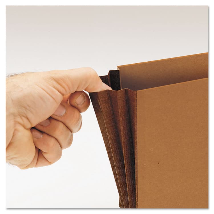 SMEAD MANUFACTURING CO. Redrope End Tab Wallets, 5.25" Expansion, 1 Section, Elastic Cord Closure, Straight Tabs, Legal Size, Redrope, 10/Box (SMD71148) thumbnail 3