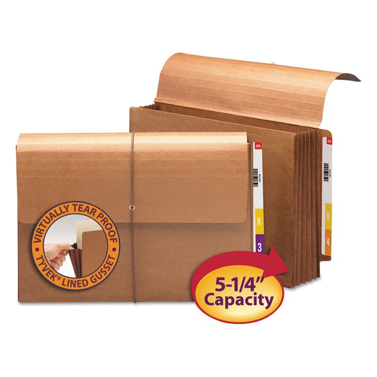 SMEAD MANUFACTURING CO. Redrope End Tab Wallets, 5.25" Expansion, 1 Section, Elastic Cord Closure, Straight Tabs, Legal Size, Redrope, 10/Box (SMD71148) thumbnail 2