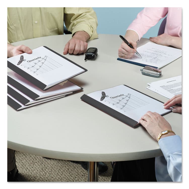 SMEAD MANUFACTURING CO. Poly Report Cover, Double-Prong Fastener, 0.5" Capacity, 8.5 x 11, Clear/Black, 25/Box (SMD87453) thumbnail 3