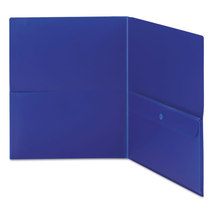 SMEAD MANUFACTURING CO. Poly Two-Pocket Folders with Security Pocket, Accommodates (100) 11 x 8.5 Sheets, Blue, 5/Pack (SMD87701) thumbnail 3