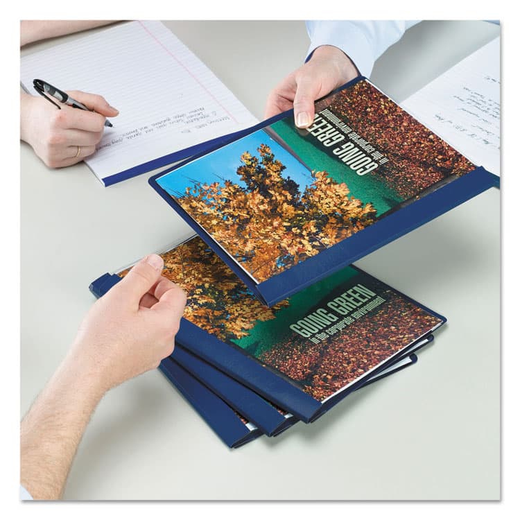 SMEAD MANUFACTURING CO. Clear Front Report Cover, Double-Prong Fastener, 0.5" Capacity, 8.5 x 11, Clear/Dark Blue, 25/Box (SMD87455) thumbnail 4