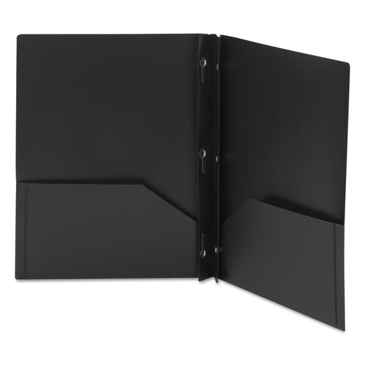 SMEAD MANUFACTURING CO. Poly Two-Pocket Folder with Fasteners, Accommodates (180) 11 x 8.5 Sheets, Black, 25/Box (SMD87725) thumbnail 3