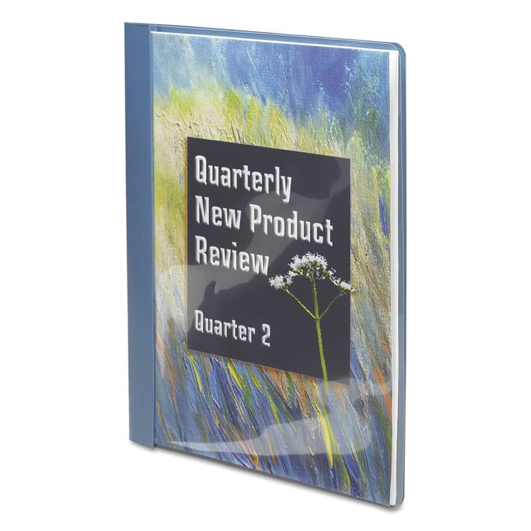 SMEAD MANUFACTURING CO. Clear Front Report Cover, Double-Prong Fastener, 0.5" Capacity, 8.5 x 11, Clear/Blue, 25/Box (SMD87452) thumbnail 3