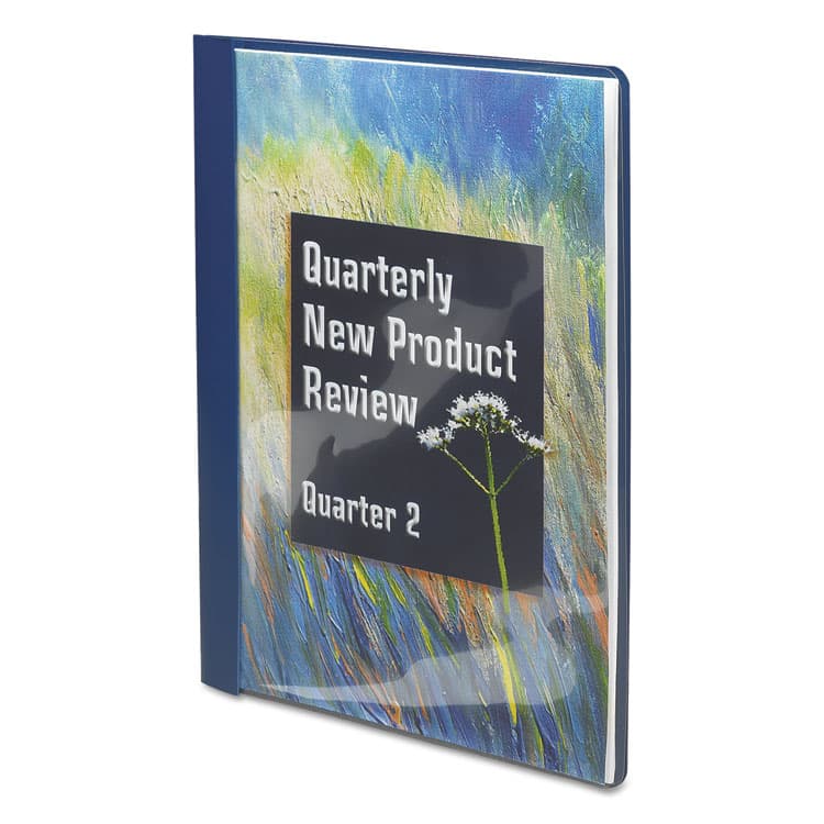 SMEAD MANUFACTURING CO. Clear Front Report Cover, Double-Prong Fastener, 0.5" Capacity, 8.5 x 11, Clear/Dark Blue, 25/Box (SMD87455) thumbnail 3