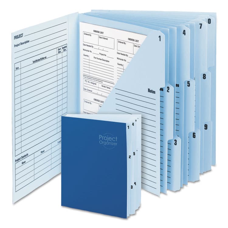 SMEAD MANUFACTURING CO. 10-Pocket Project Organizer with Indexed Tabs (1-10), 10 Sections, Unpunched, 1/3-Cut Tabs, Letter Size, Lake Blue/Navy Blue (SMD89200) thumbnail 2