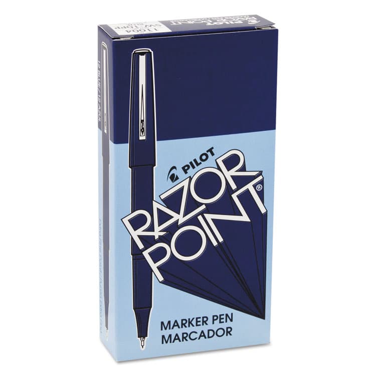 PILOT CORP. OF AMERICA Razor Point Fine Line Porous Point Pen, Stick, Extra-Fine 0.3 mm, Blue Ink, Blue Barrel, Dozen (PIL11004) thumbnail 2