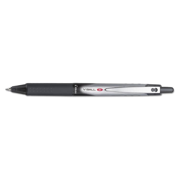 PILOT CORP. OF AMERICA VBall RT Liquid Ink Rollerball Pen, Retractable, Fine 0.7 mm, Black Ink, Black/White Barrel (PIL26206) thumbnail 3