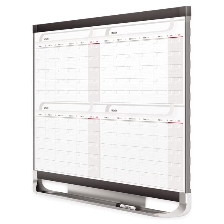 QUARTET MFG. Prestige 2 Magnetic Total Erase Four-Month Calendar, 48" x 36", White Surface, Graphite Gray Fiberboard/Plastic Frame (QRT4MCP43P2) thumbnail 3