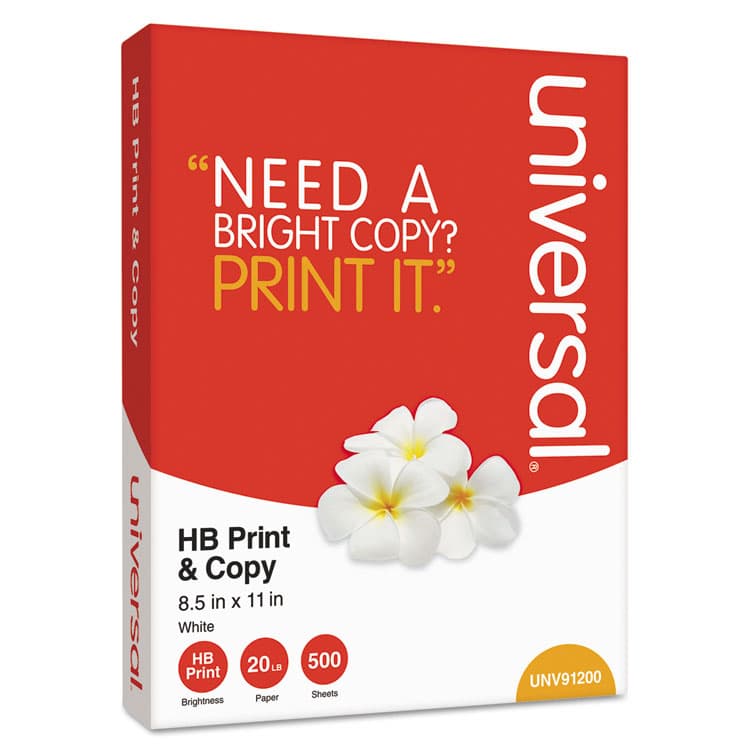 UNIVERSAL OFFICE PRODUCTS High-Bright Multipurpose Paper, 20 lb Bond Weight, 8.5 x 11, White, 500 Sheets/Ream, 10 Reams/Carton (UNV91200) thumbnail 2