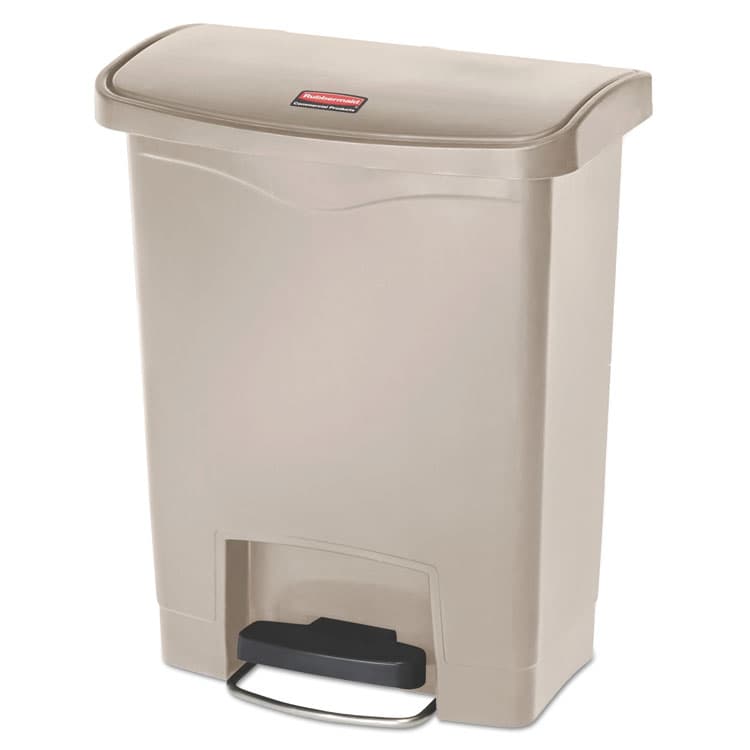 RUBBERMAID COMMERCIAL PROD. Streamline Resin Step-On Container, Front Step Style, 8 gal, Polyethylene, Beige (RCP1883456)