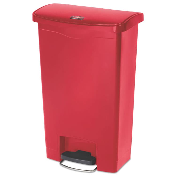 RUBBERMAID COMMERCIAL PROD. Streamline Resin Step-On Container, Front Step Style, 13 gal, Polyethylene, Red (RCP1883566)
