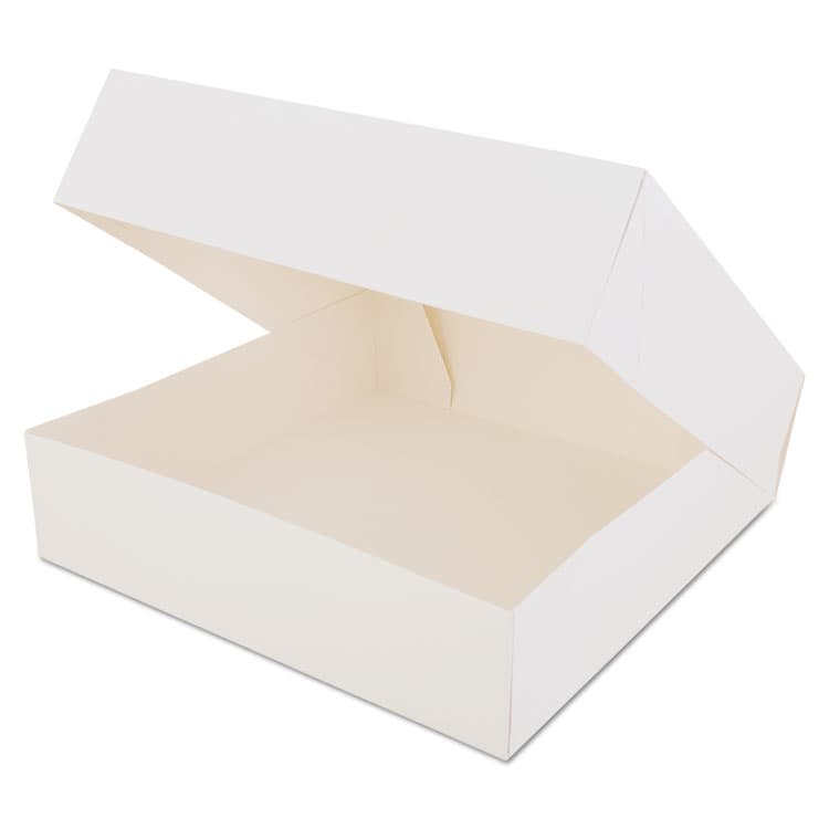 SOUTHERN CHAMPION TRAY White Window Bakery Boxes with Attached Flip Top, 4-Corner Beers Design, 10 x 10 x 2.5, White, Paper, 200/Carton (SCH24233)