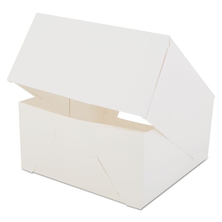 SOUTHERN CHAMPION TRAY White Window Bakery Boxes with Attached Flip Top, 4-Corner Beers Design, 8 x 8 x 4, White, Paper, 150/Carton (SCH24053)