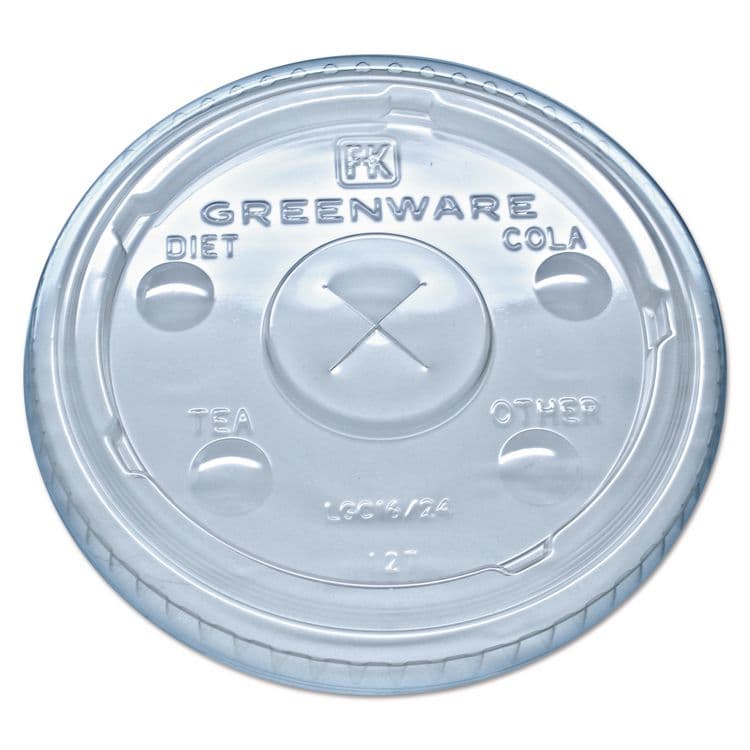FABRI-KAL Greenware Cold Drink Lids, X-Slot, Fits 16 oz/18 oz/24 oz Cold Cups, Sugarcane, Clear, 1,000/Carton (FABLGC1624)